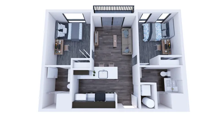 Republic on Main 2x2 A Balcony floorplan in Moscow, ID