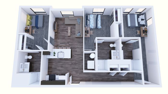 Republic on Main 3x3B floorplan in Moscow, ID