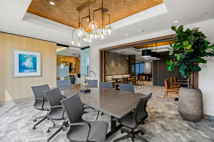 Meeting room with conference table with 8 chairs