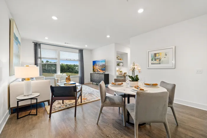 apartment home with open-concept living and wood-style flooring