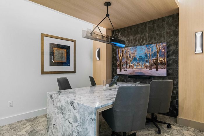 Conference room with small table and two chairs