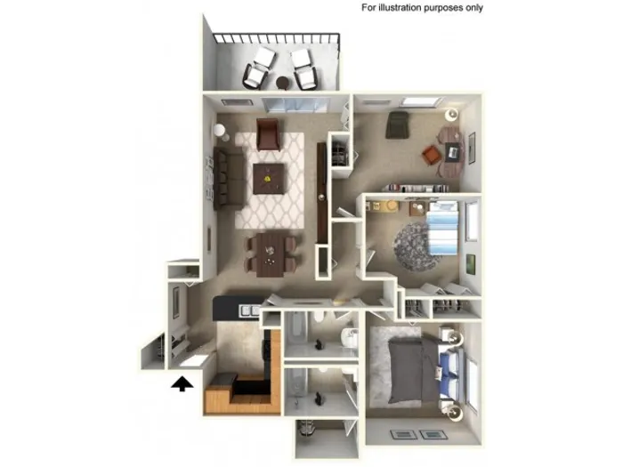 3 Bedroom S Floor Plan  | Lake+House Apartments | Wheeling IL Apartments
