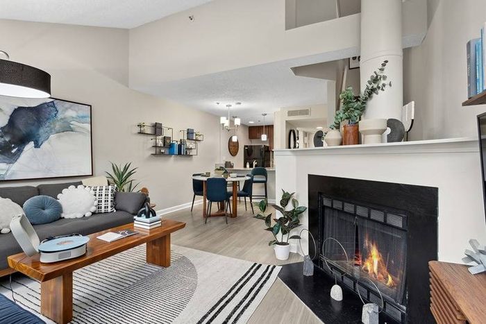furnished living room with fireplace
