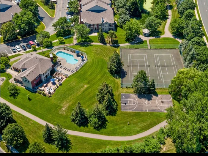 ReNew West Bloomington Aerial Tennis Courts Basketball Courts Pool Outdoor Lounge