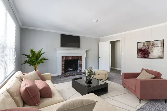 ReNew Druid Hills Open Living Area Furnished with Fireplace and Ample Seating