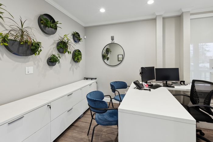 ReNew Berryessa Leasing Office with Desks and Chairs