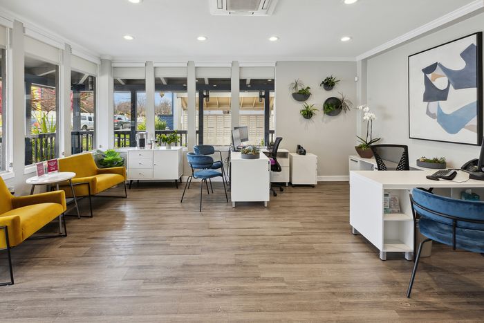 ReNew Berryessa Leasing Office with Desks and Chairs
