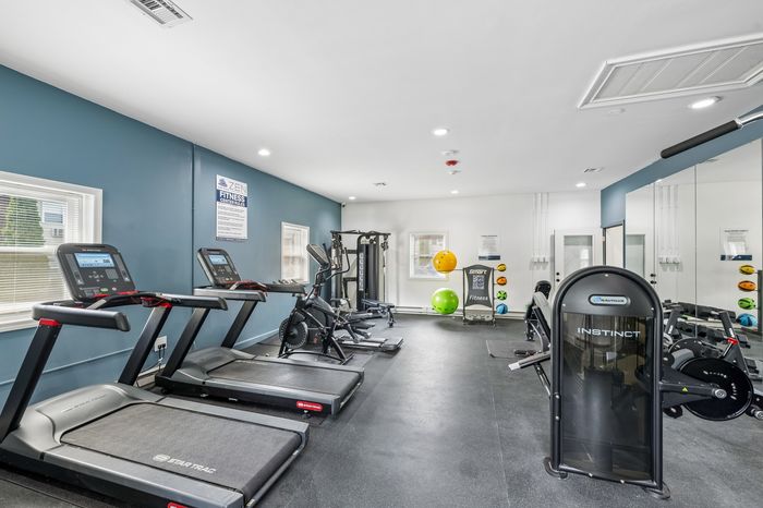 Modern fitness center equipped with state-of-the-art treadmills, exercise bikes, and versatile gym equipment in a bright, open space.