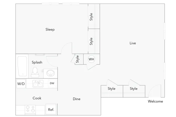 Amherst | 1-Bedroom Floorplan