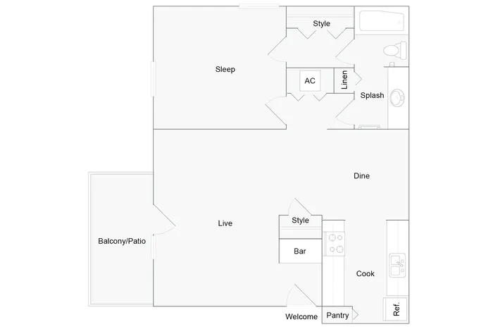 Amherst | 1-Bedroom Floorplan