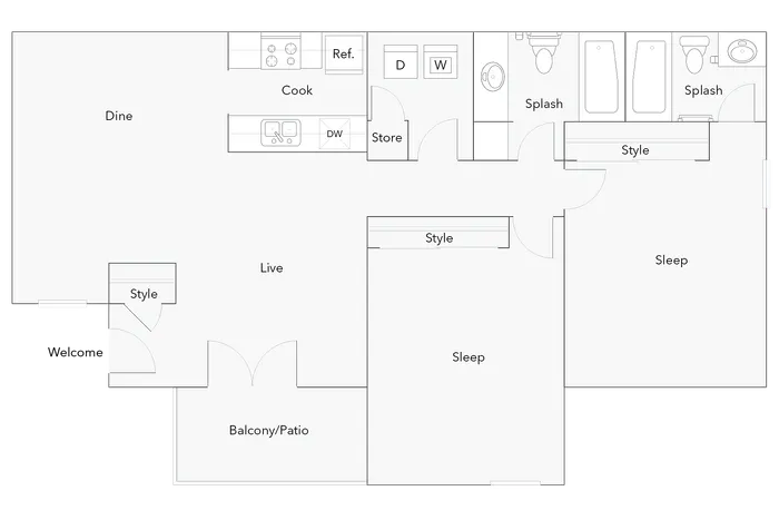 Canton | 2-Bedroom Floorplan