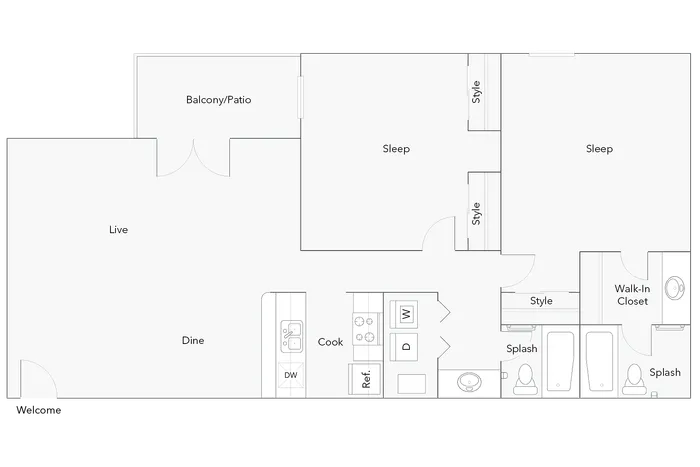 Cary | 2-Bedroom Floorplan