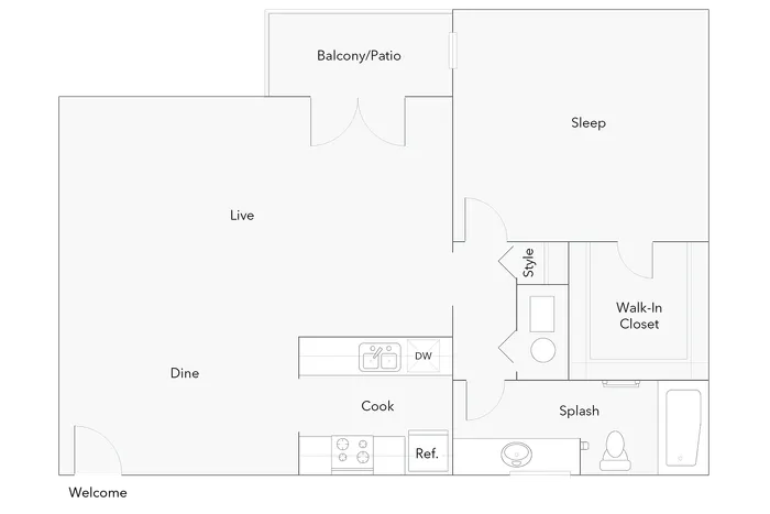 Aiken | 1-Bedroom Floorplan