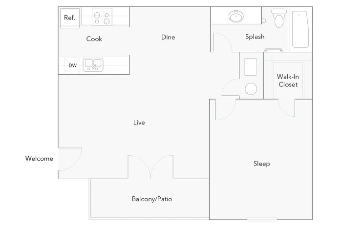 Amherst | 1-Bedroom Floorplan