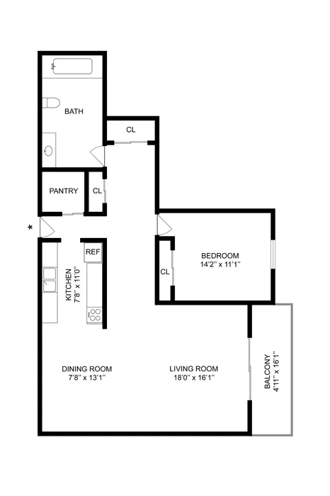 A1 | 1-Bedroom Floorplan