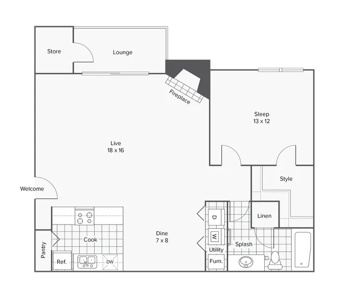 A1 | 1-Bedroom Floorplan