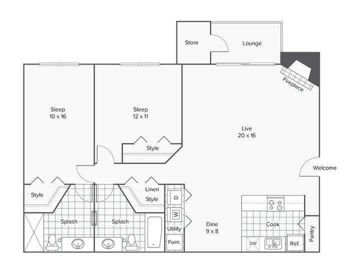 B1 | 2-Bedroom Floorplan