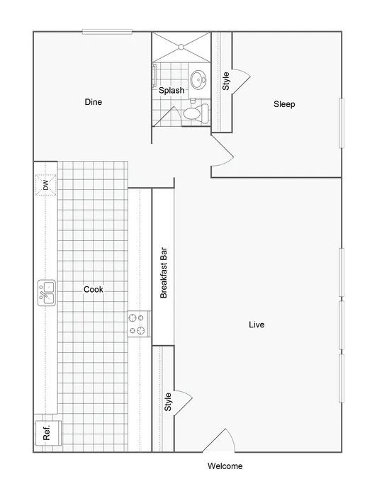 Oakland | 1-Bedroom Floorplan
