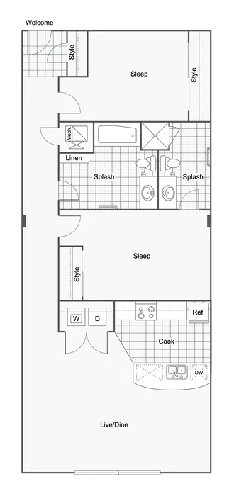Grandville LURA | 2-Bedroom Floorplan