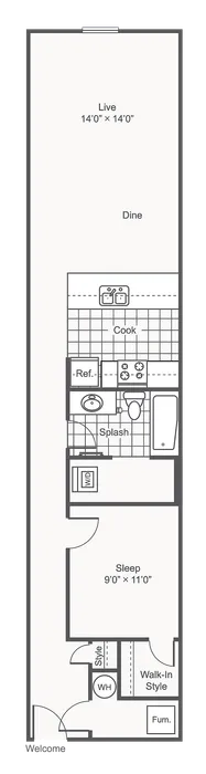 Atlas 2 | 1-Bedroom Floorplan