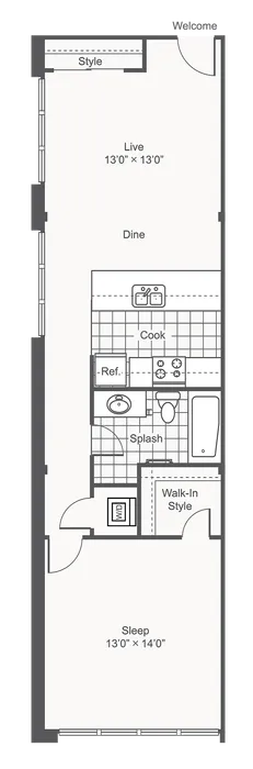 Falcon | 1-Bedroom Floorplan