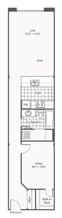 Moonstone | 1-Bedroom Floorplan