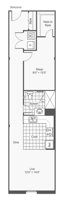 Skylark | 1-Bedroom Floorplan