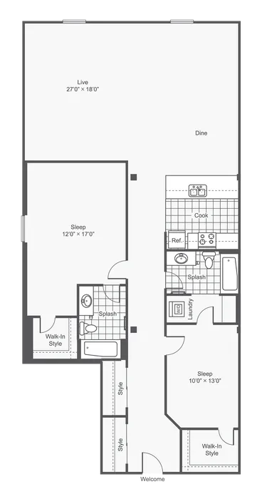 Luna | 2-Bedroom Floorplan