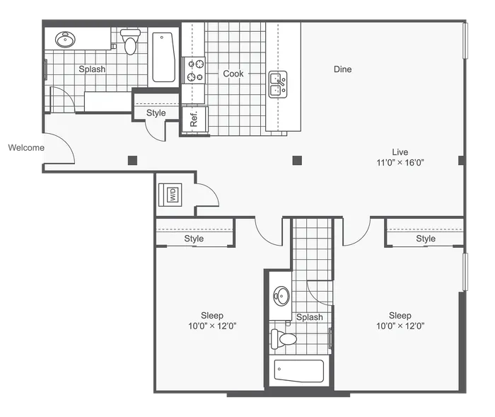 Starlight | 2-Bedroom Floorplan