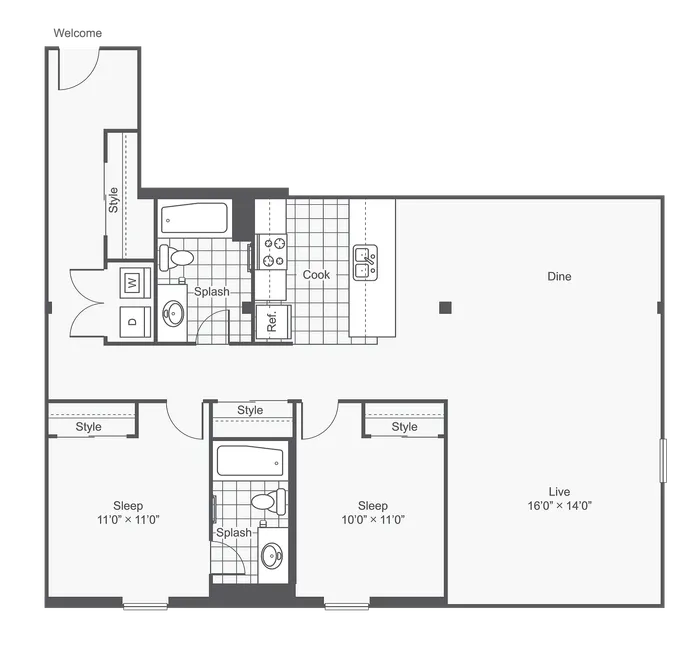 Vega | 2-Bedroom Floorplan