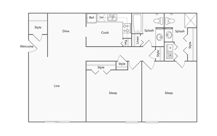 2 Bed 2 Bath with Washer Dryer