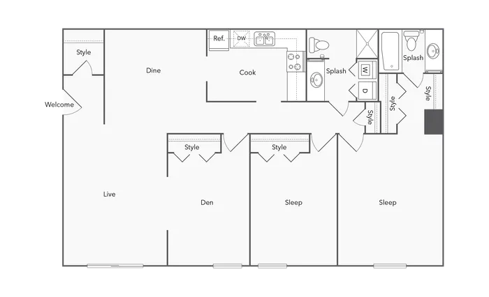 2 Bed 2 Bath with Washer Dryer & Den