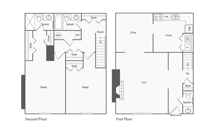 2 Bed 2.5 Bath Townhome with Washer Dryer