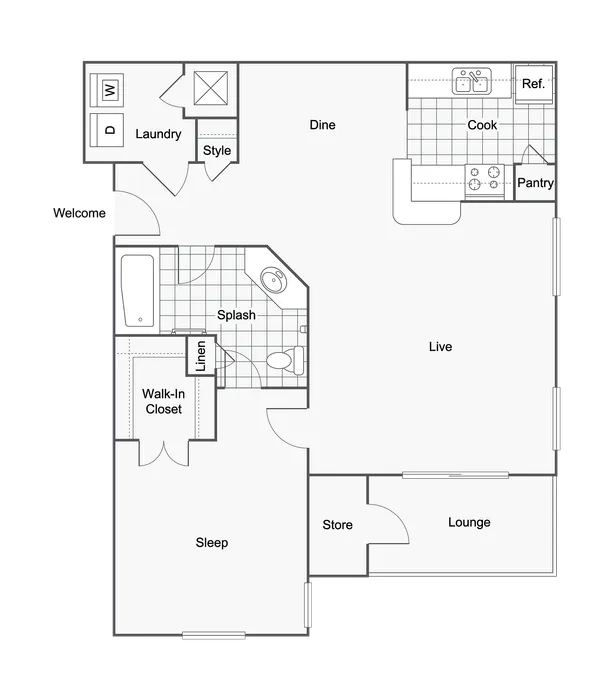 Alexandria | 1-Bedroom Floorplan