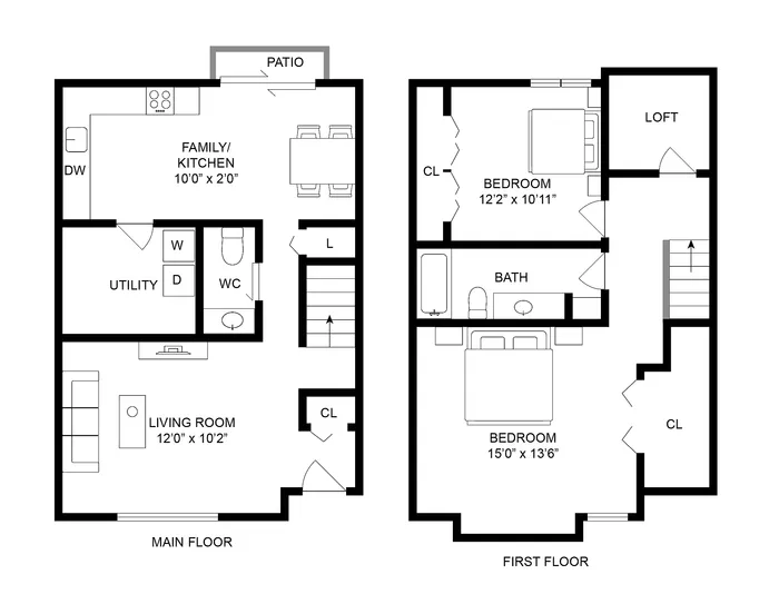 2BD x 1.5BA Renovated Townhome with Loft