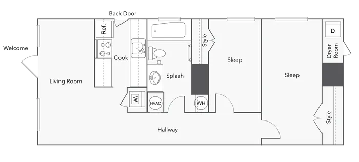 2 BR x 1 BA Duplex with Washer/Dryer - B Floorplan - ReNew Bartlett Village in Bartlett, TN