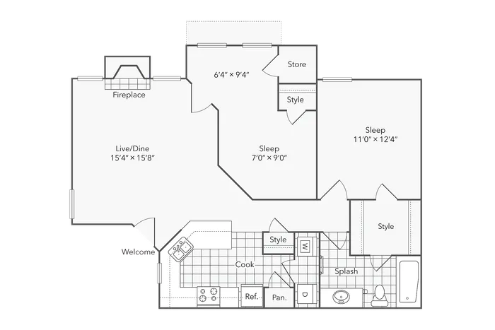 2 BR x 1BA with Washer/Dryer