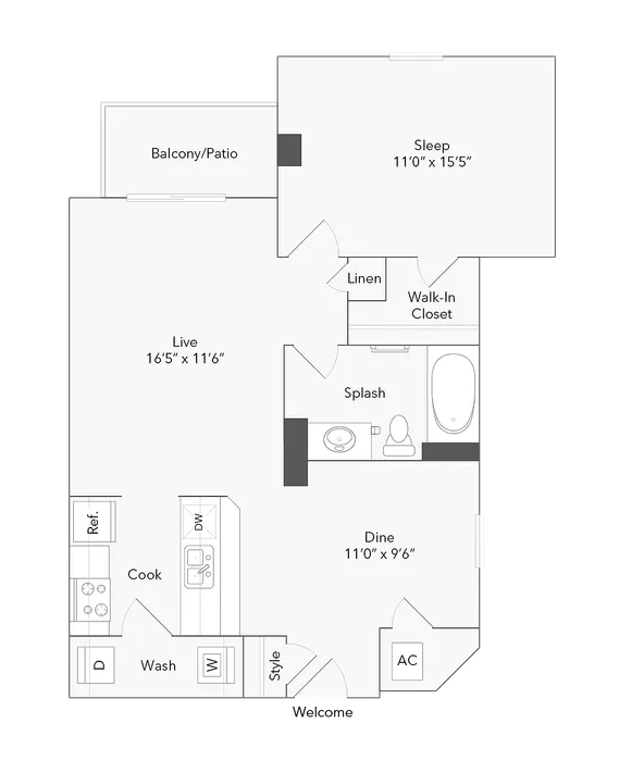 Alfred | 1-Bedroom Floorplan
