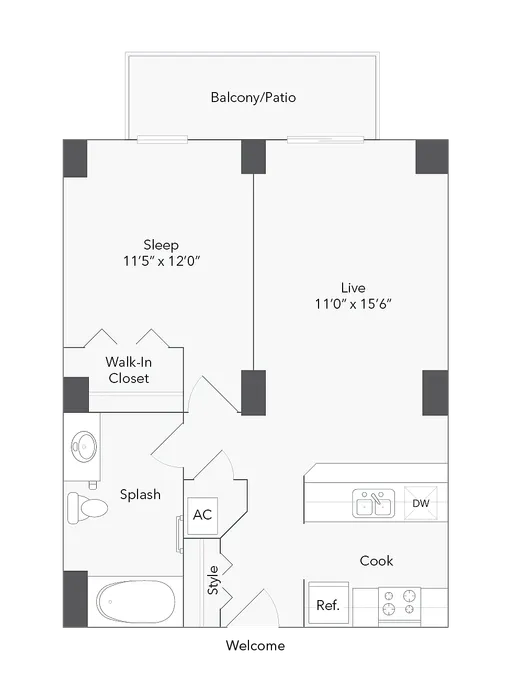 Avon | 1-Bedroom Floorplan