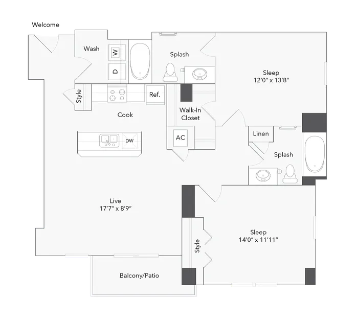 California | 2-Bedroom Floorplan