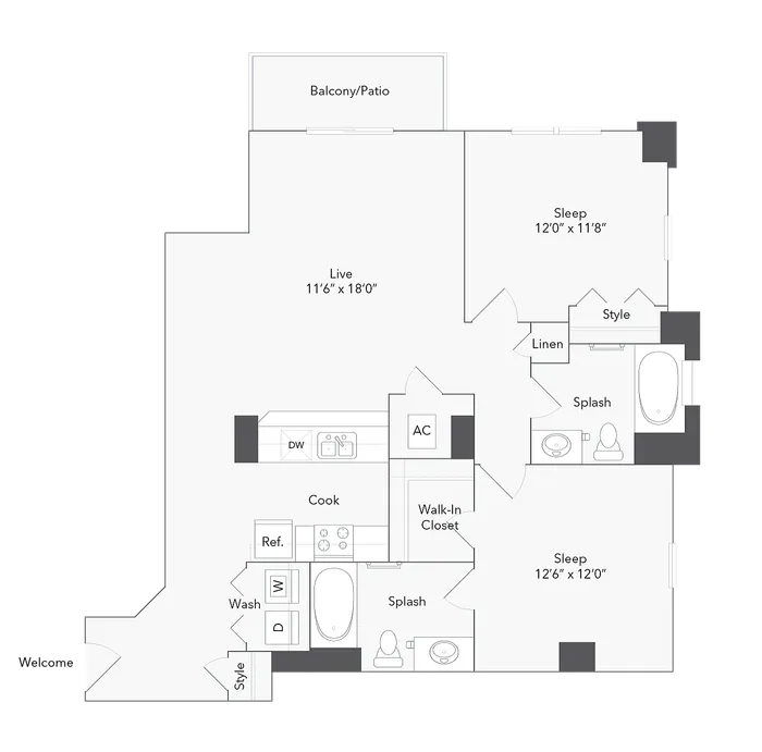 Camden | 2-Bedroom Floorplan