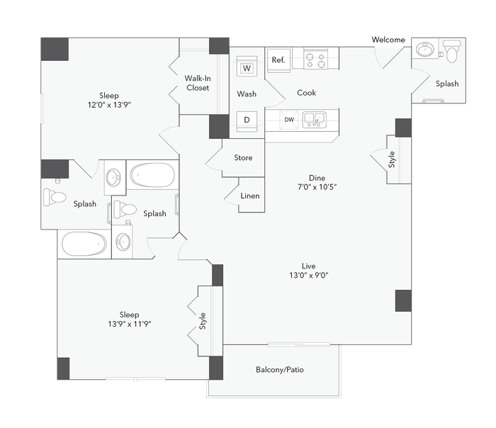 Carlisle | 2-Bedroom Floorplan