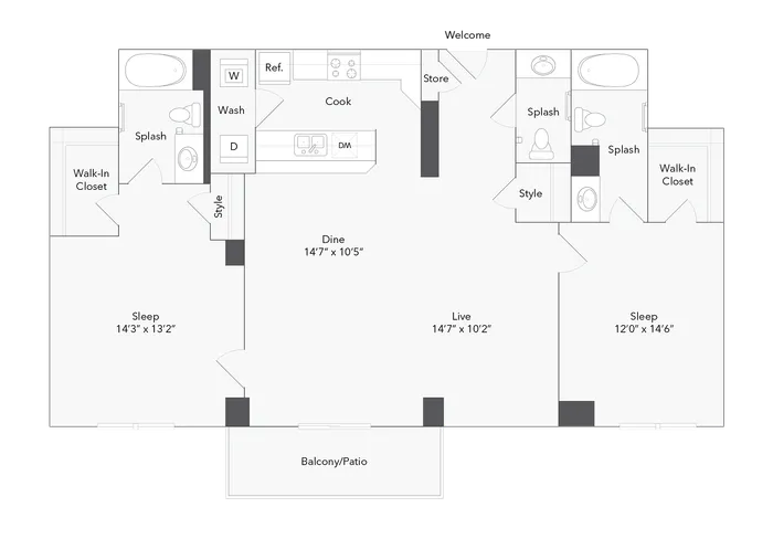 Carnegie | 2-Bedroom Floorplan