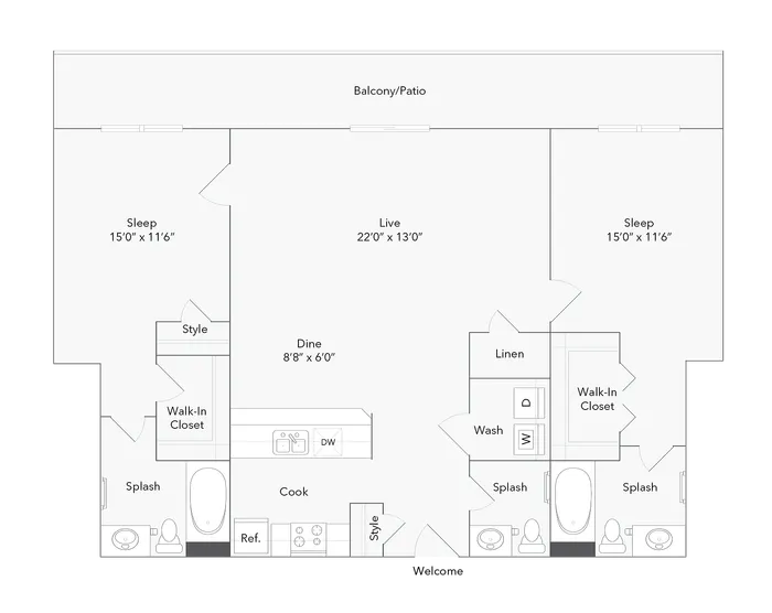 Chesapeake | 2-Bedroom Floorplan