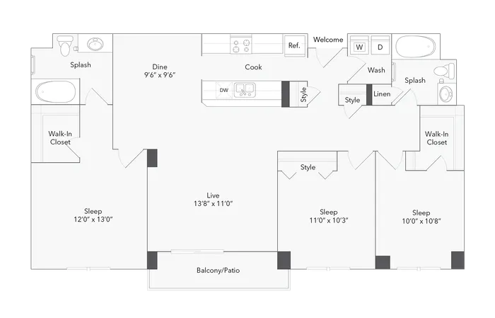 Dover | 3-Bedroom Floorplan