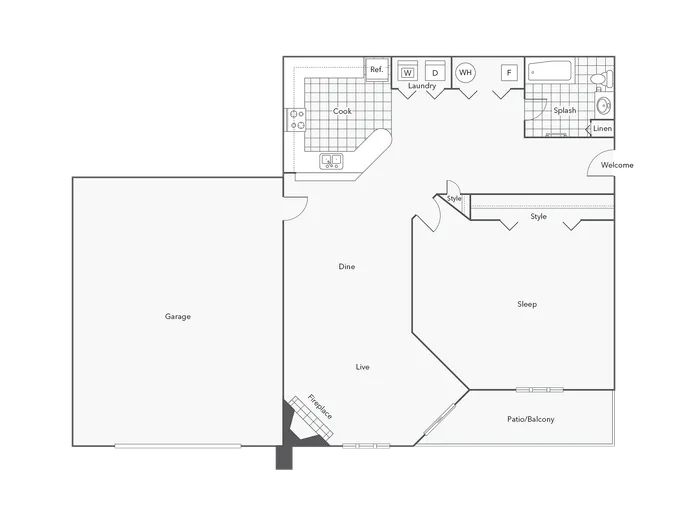 1 BR x 1 BA - A2 (Affordable 50) Floorplan