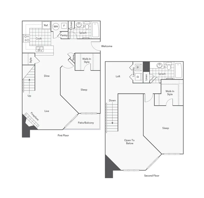 2 BR x 2 BA - C1 (Affordable 50) Floorplan