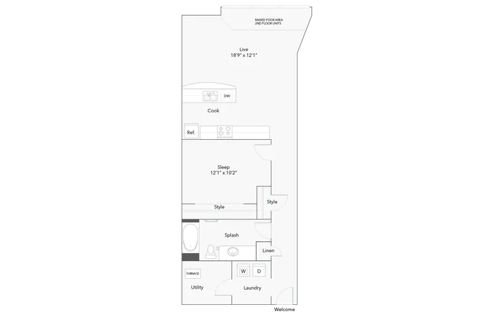 1 BR x 1 BA - E - Income-Restricted (60) Floorplan - Apartments in Milwaukee, Wisconsin