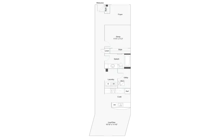 1 BR x 1 BA - F w/Foyer - Income-Restricted (60) Floorplan - Apartments in Milwaukee, Wisconsin