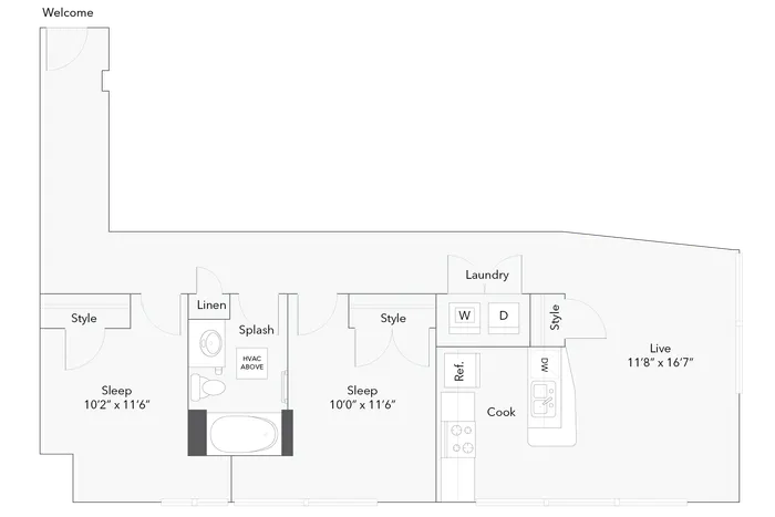 2 BR x 1 BA - A Floorplan - Apartments in Milwaukee, Wisconsin